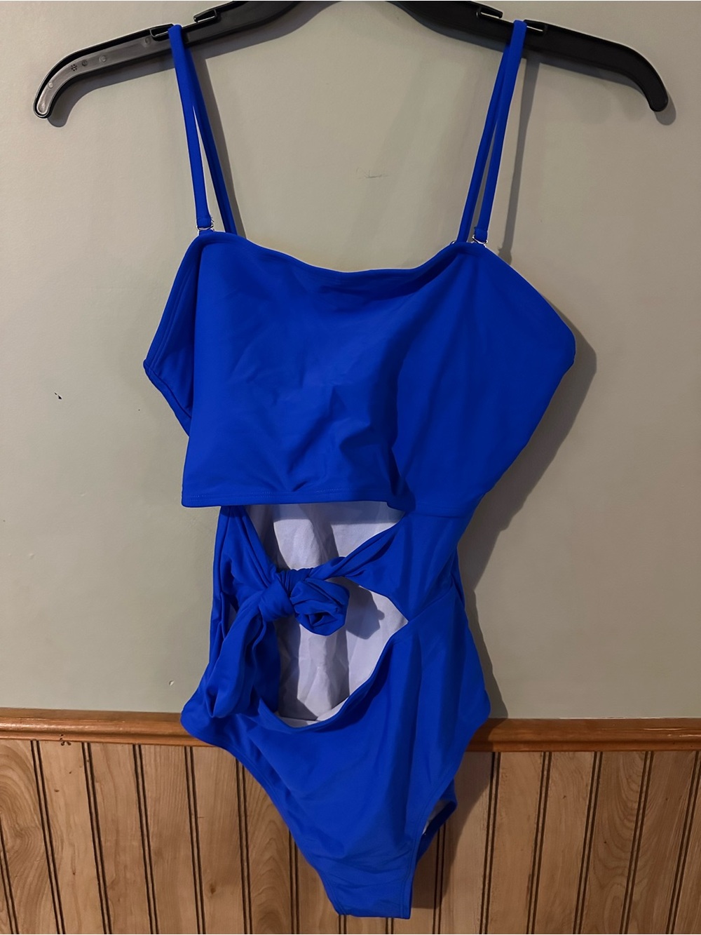 Blue Women’s' One-Piece Swim Suit with Front Tie